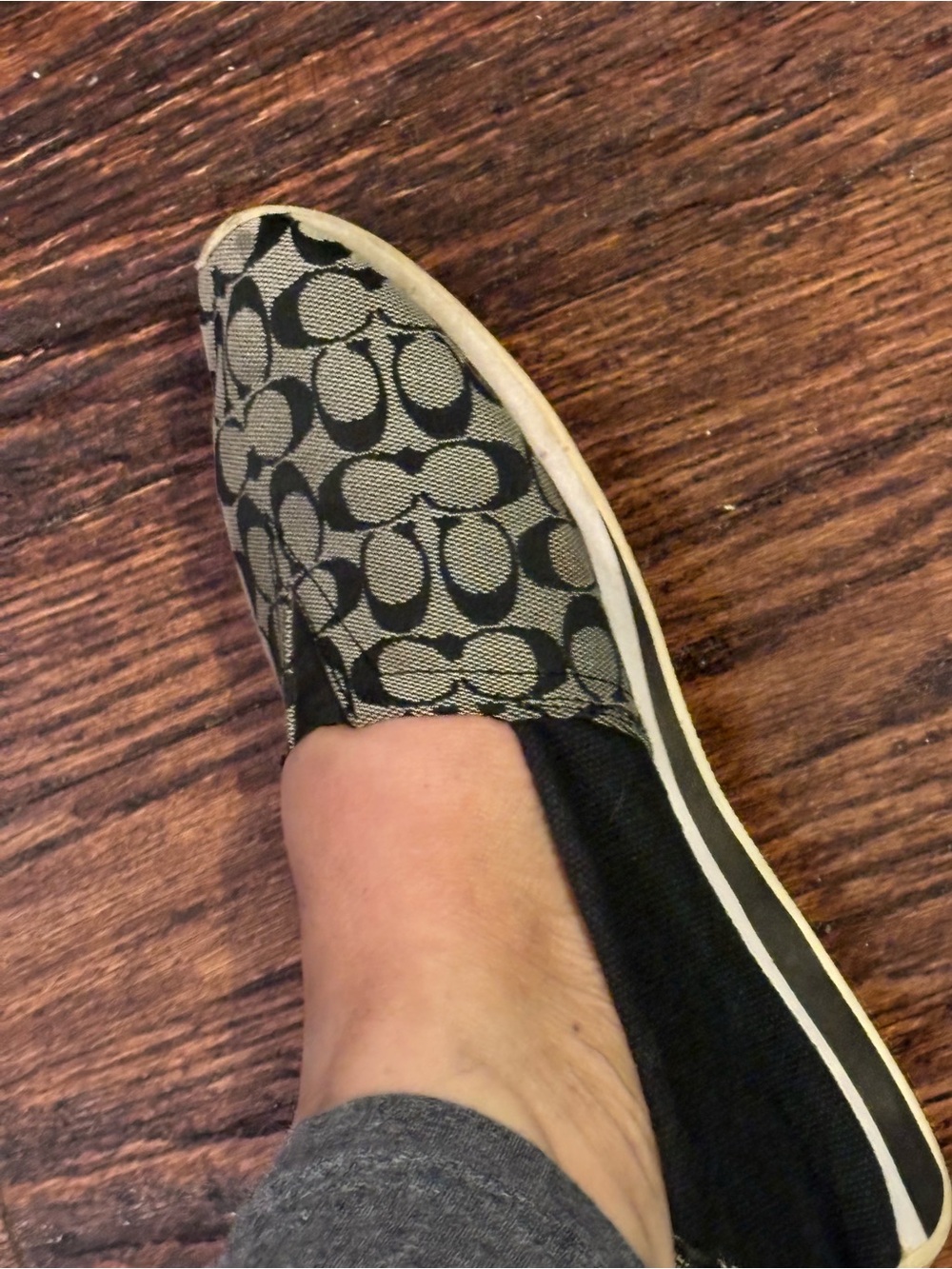 Coach Black and Cream Signature Slip-On Flats - Picture 7 of 11